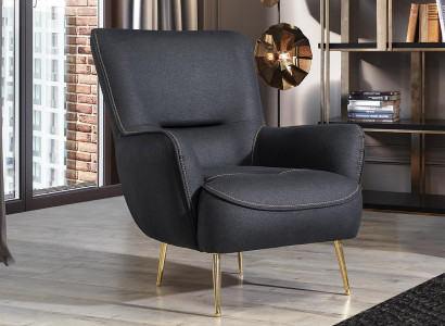 Designer textile armchair living room lounge luxury chair design furniture black